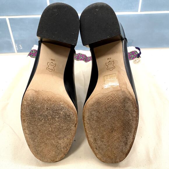 Tory Burch Kira 70MM Calf Leather Booties Boots 6 Black Block Heel With Dust Bag - Picture 2 of 16